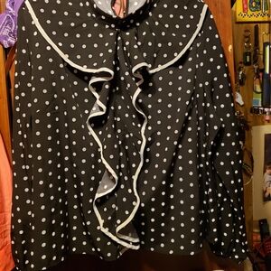 SHEIN Black and White Polka Dot Blouse